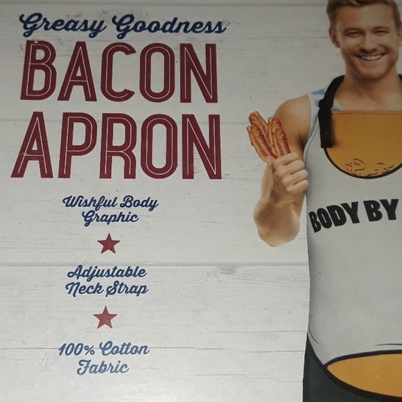 Wembley "Body by Bacon" Greasy Goodness Body Graphic Apron Adjustable Neck Strap - Picture 3 of 8